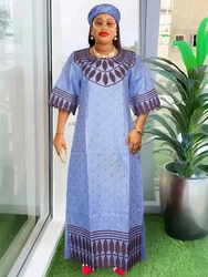 African Women Traditional Bazin Dresses Elegant Wedding Party Evening Gown Plus Size Maxi Robe Dashiki Print Embroidery Clothing