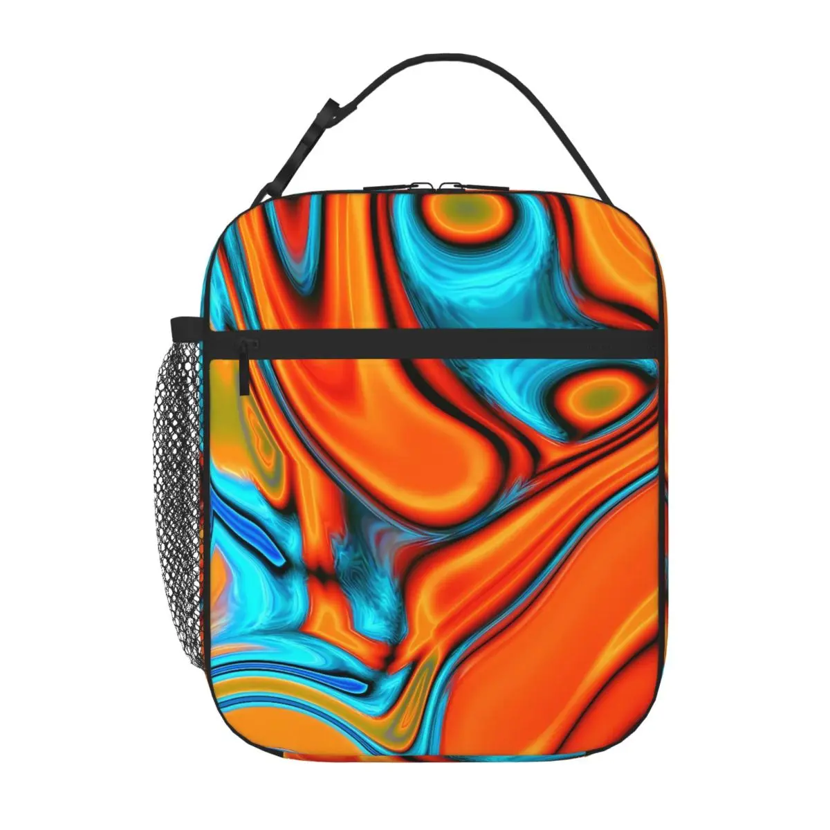 Bestselling Vivid Modern Southwest Hipster Turquoise Orange Geometric Reusable Lunch Bag Family Picnic Reusable Lunch Bag
