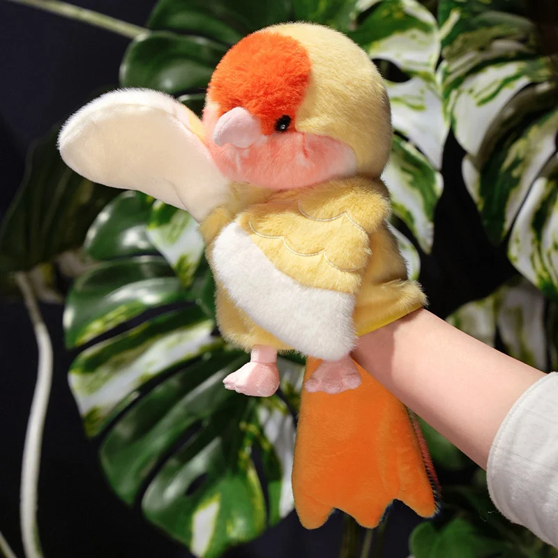 Kawaii Vogel Handpuppe Niedlicher Papagei Nymphensittich Wellensittich Weiches Plüschtier Schöne Tierplüschtiere Interaktives Eltern-Kind-Spielzeug