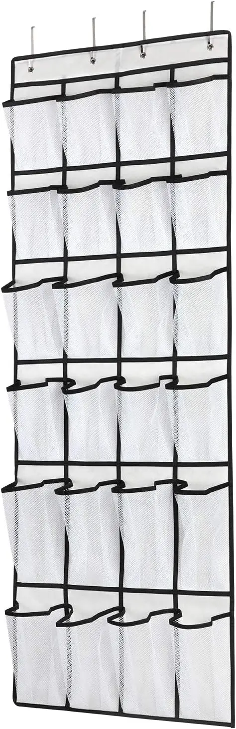 

Over The Door Shoe Organizer, Hanging Shoe Organizer with 24 Mesh Large Pockets Door Shoe Rack Organizer for Men Women Kids Hang