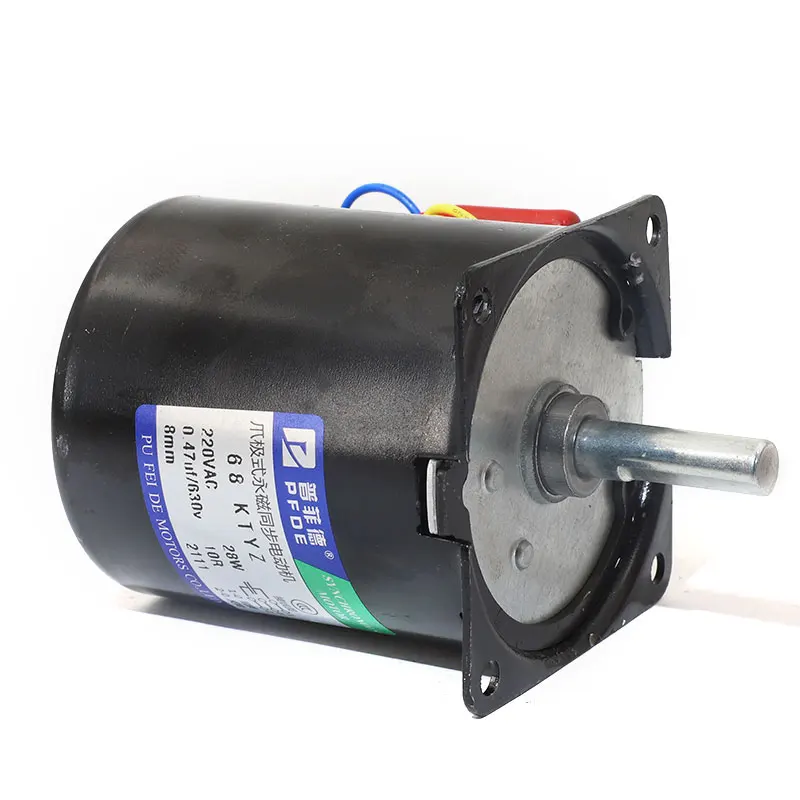 28W 68KTYZ Permanent Magnet Synchronous Motor Central Shaft 8mm Without Hole Forward Reverse Controllable AC Electric Motor 220V