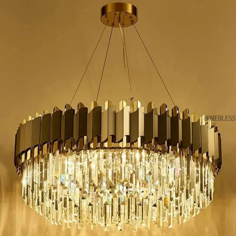 cristal pendurado lustre art deco preto golden lustre iluminacao pendente luminaria para foyer aco inoxidavel 01