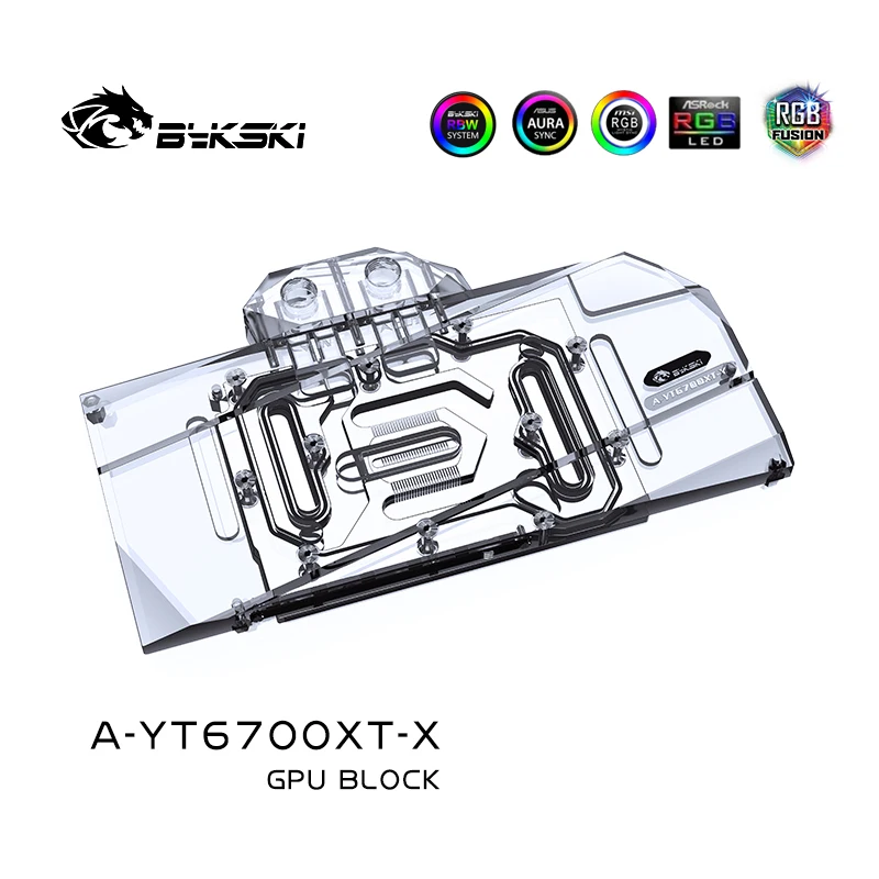 Bykski A-YT6700XT-X GPU Water Block Use for Yeston RX6700XT Graphics Card / with Backplane Copper RGB Radiator Coolling