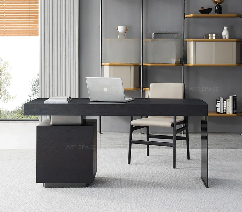 

Italian Minimalist Study Desk Combined Bookcase Modern Minimalist Retro Office Desk