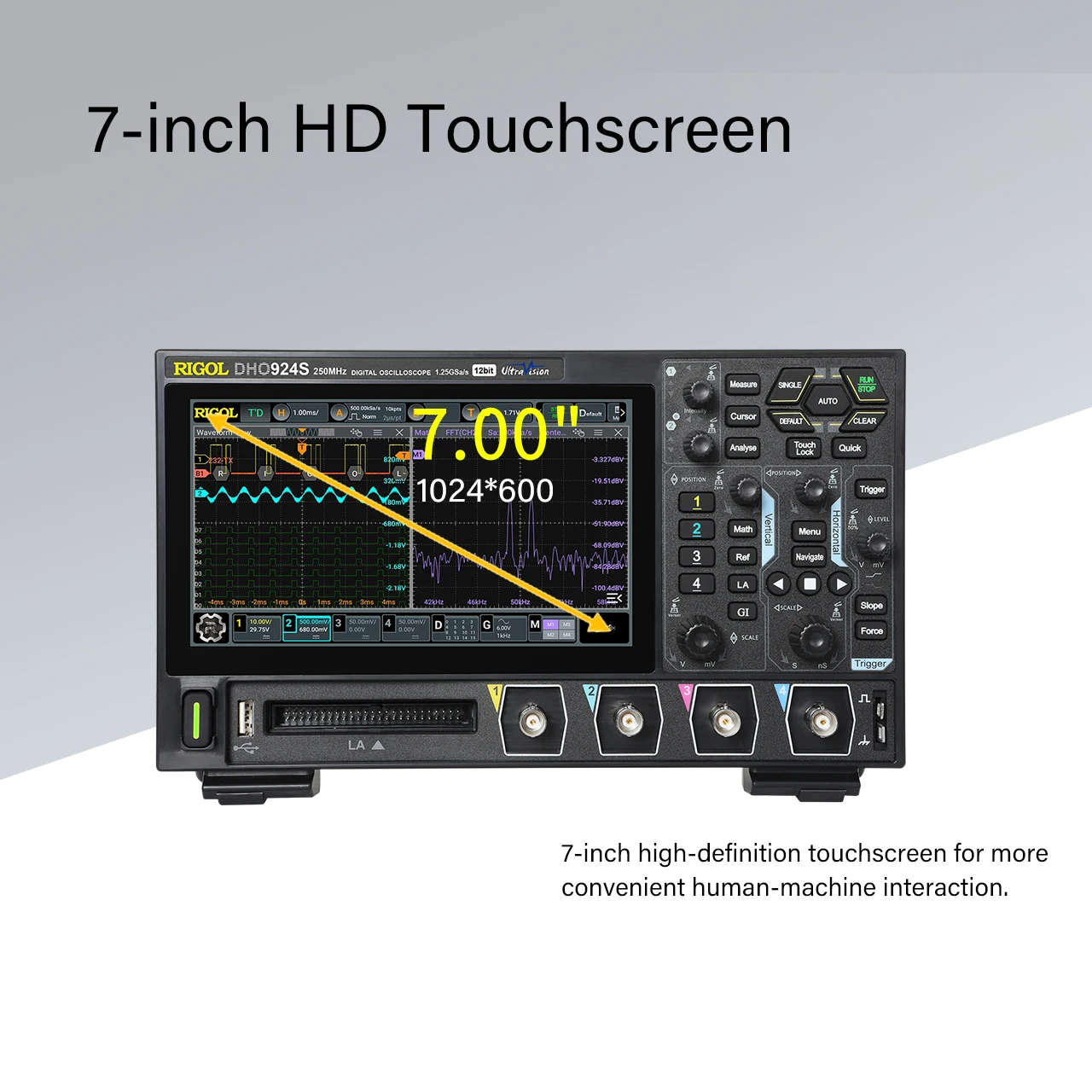 RIGOL DHO900 Series Digital Oscilloscopes Portable,125-250MHz,1.25G Sa/s, type-c Power Supply, DHO914/DHO914S/DHO924/DHO924S