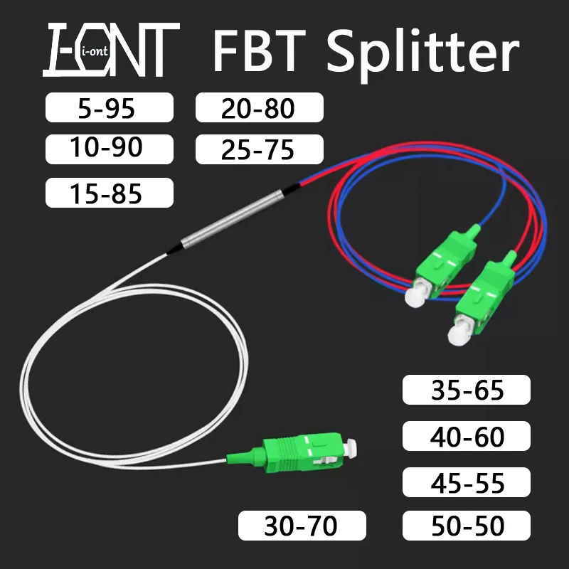 

10pcs/Lotpacking Fiber Optic FBT Splitter with Connector SC APC 1x2 0.9mm Unbalanced Coupler 70/30 60/40 Optional Split Ratio