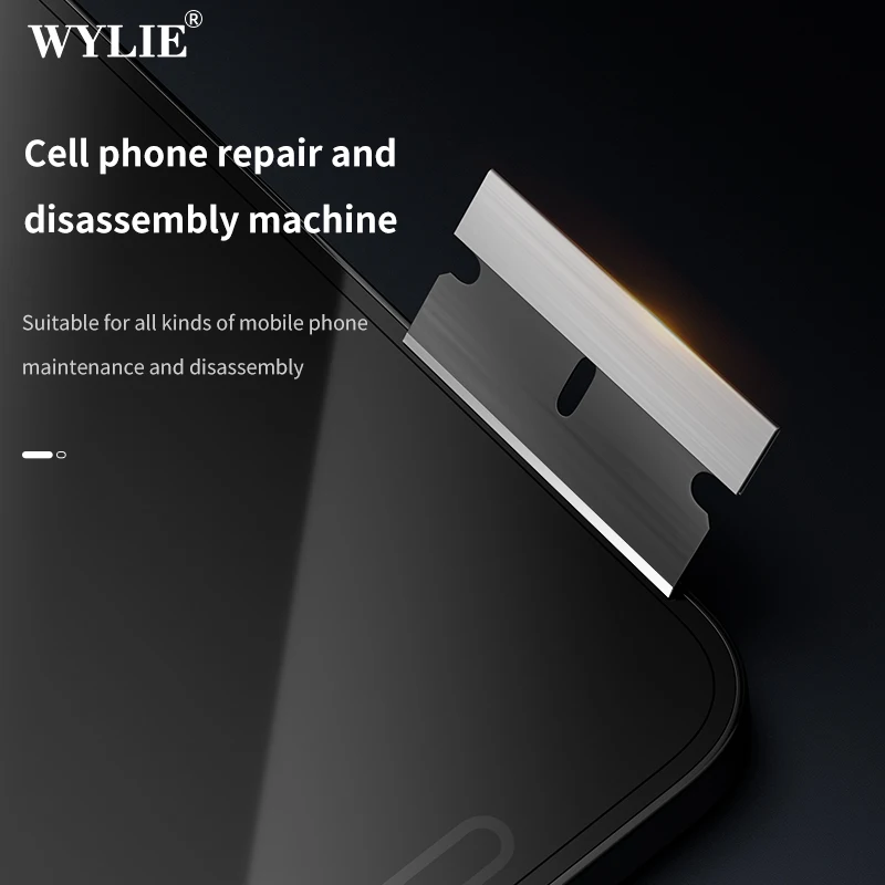 Imagem -03 - Wylie-navalha Preta Afiada Durável Lâmina de Borda Única Ferramenta de Reparo do Telefone Tampa do Quadro Médio Vidro Traseiro Raspando Pry Wl009 100 Pcs