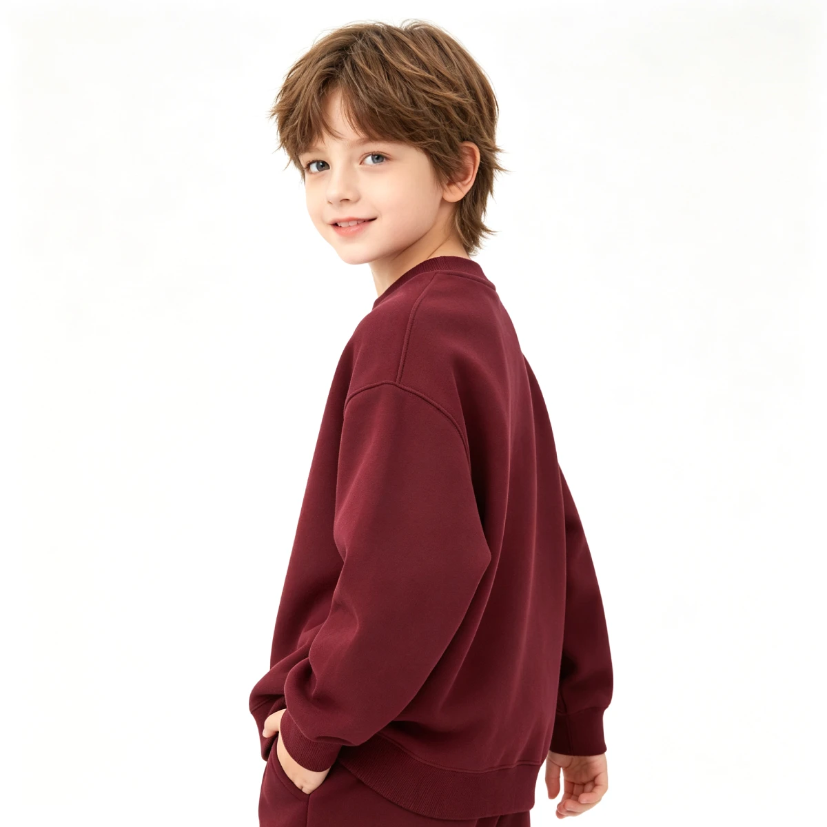 Kids 430GSM Heavyweight Crewneck Sweatshirt Oversized Loose Fit Thick Micro Fleece Autumn Winter Top Christmas Gift