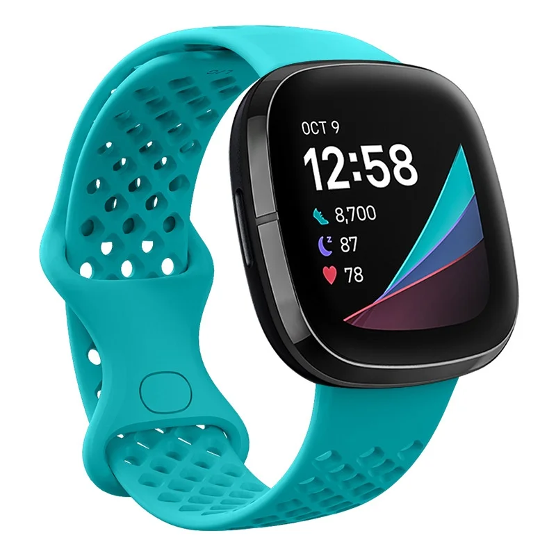 سوار رياضي من السيليكون قابل للتنفس لساعة Fitbit Versa 3 4 Fitbit Sense 2