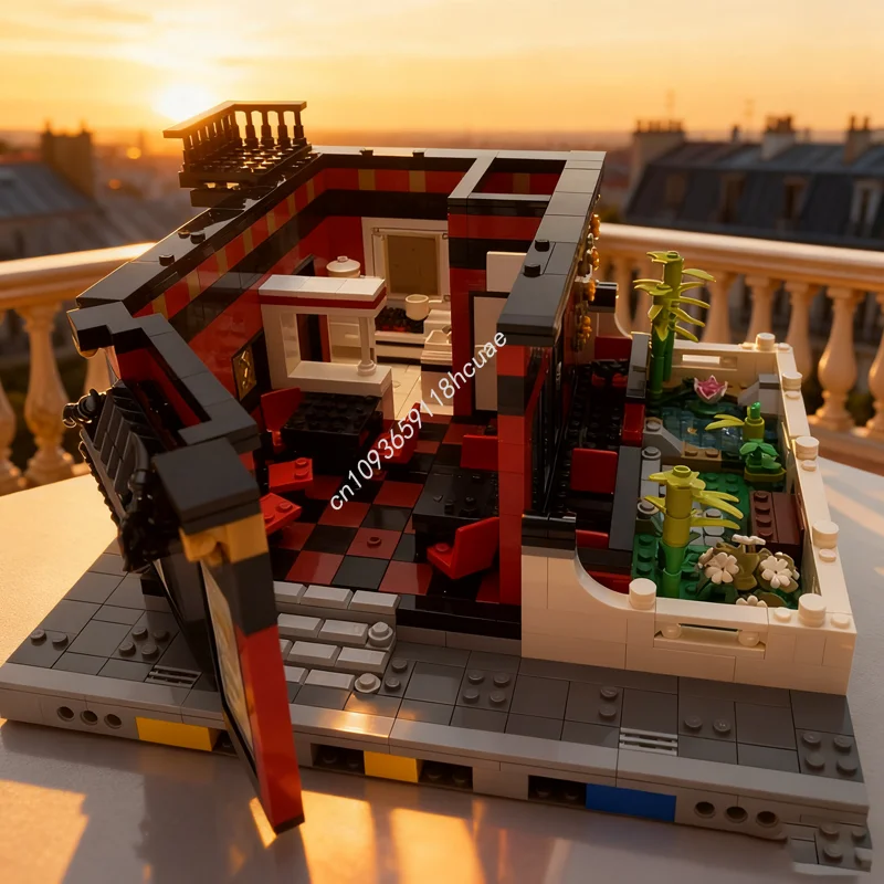 

2174 шт. MOC китайский ресторан Золотая модель строительные блоки архитектура Рождественский подарок DIY креативная игрушка кирпич детский день рождения