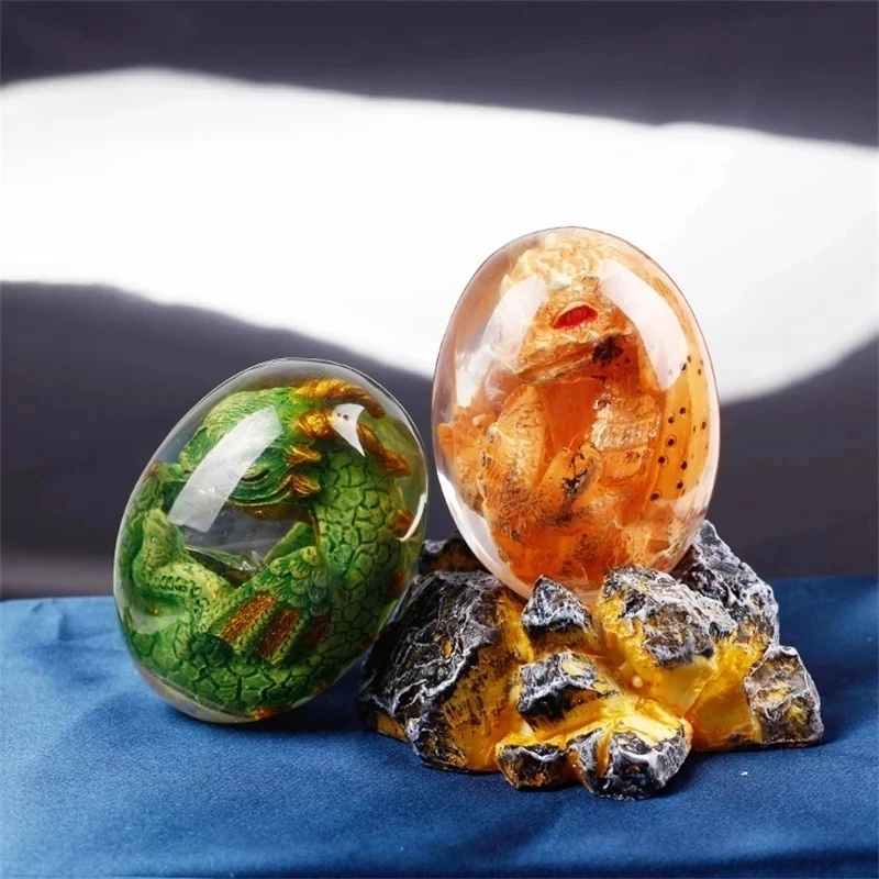Lava Drache Ei Harz Statue Zier Dinosaurier Eier Skulptur Kristall Edelstein Souvenir Home Decor Sammlung Kind Geschenk Spielzeug