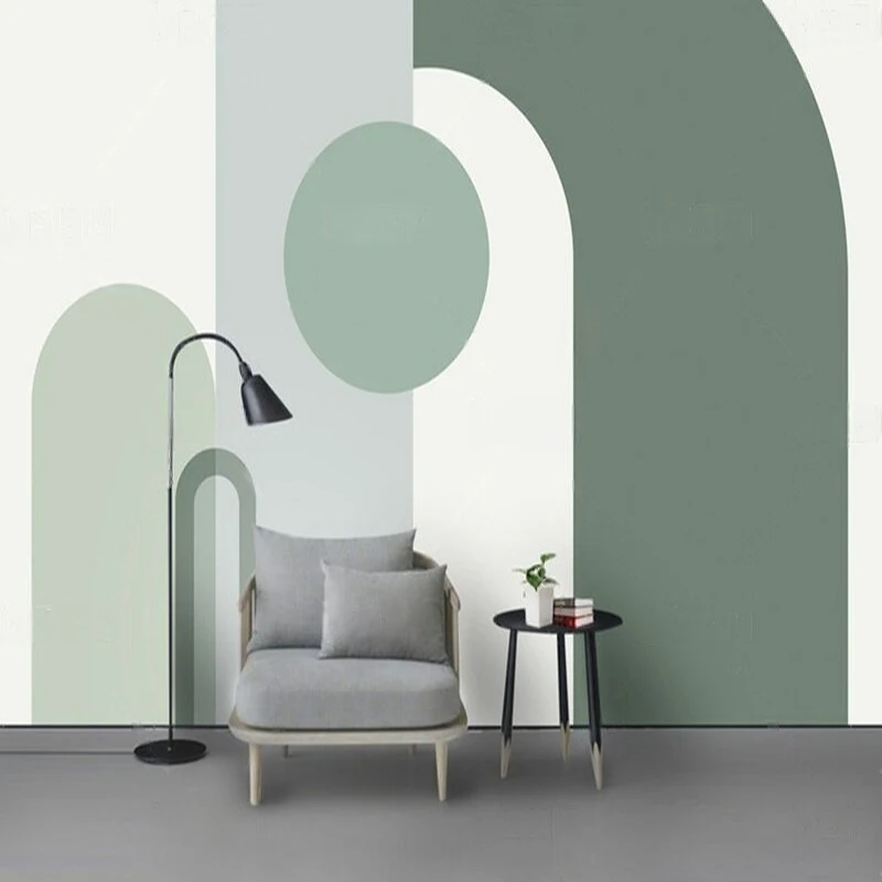The Nordic Morandi color series green geometric popular living room TV luxurious home decoration bedroom background wall
