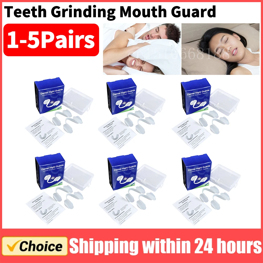 5-1Pairs الأسنان طحن حامي الفم ليلة صريف الأسنان حامي العالمي لينة سيليكون مكافحة كلينش الأسنان جبيرة الحرس للبالغين #1