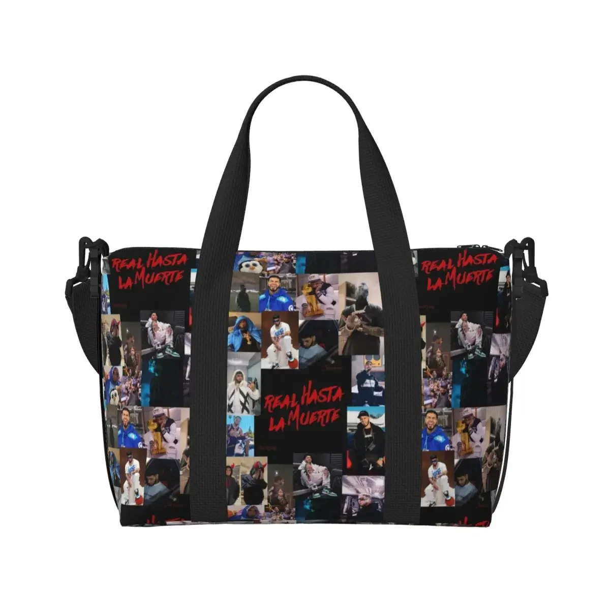 مخصص Anuel AA بورتوريكو مغني الراب والمغني MIRAME البقالة حمل أكياس التسوق النساء سعة كبيرة رياضة حقائب السفر الشاطئ