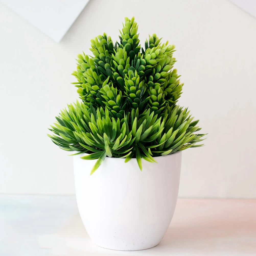

8pcs Artificial Potted Plants Bonsai Green Plastic Plant Desktop Home Decor Realistic Simulation Plant Gift For Friends