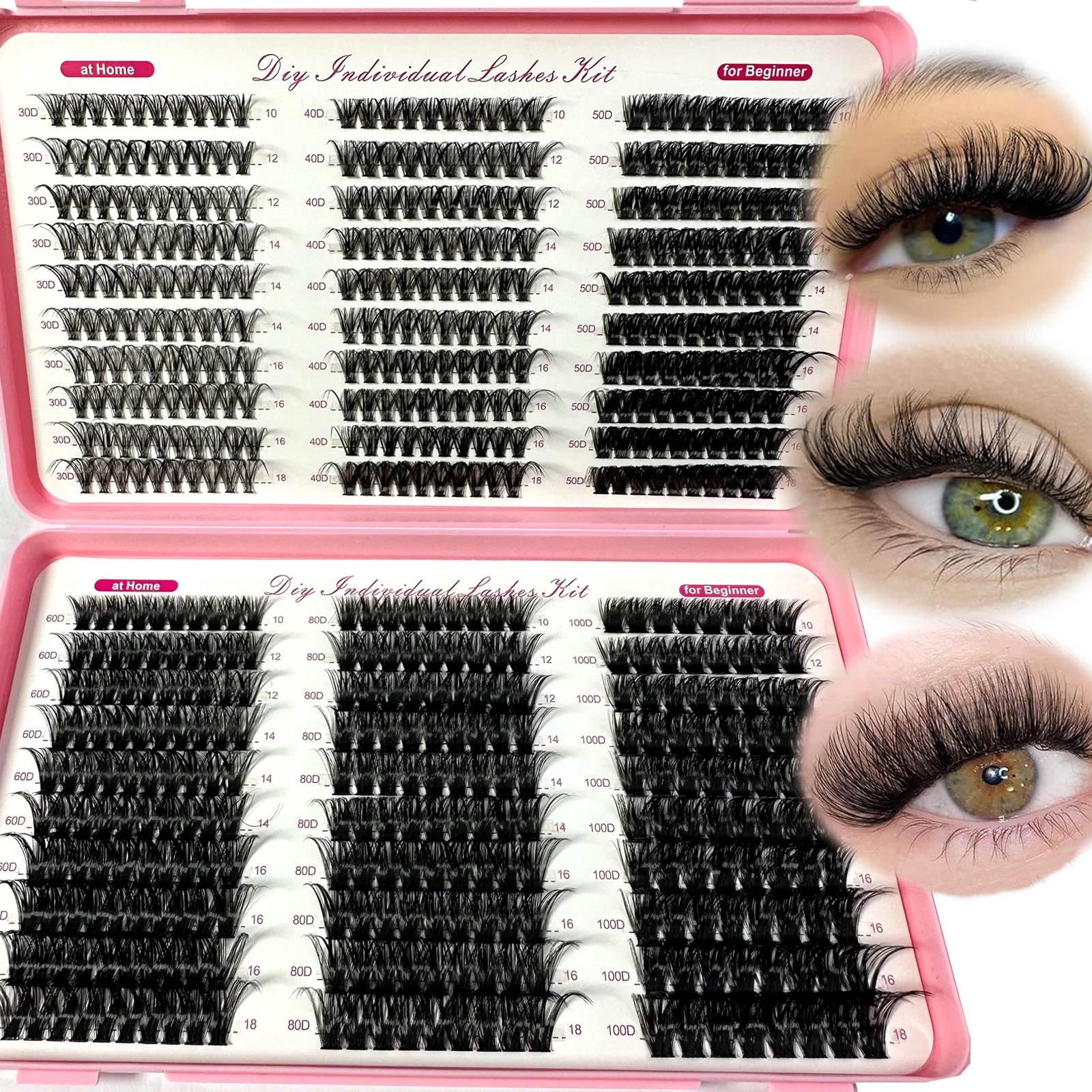 570/640 szt. Individul Claster Eyeash Grube i puszyste przedłużanie 30D/100D Mix długości DIY Cluster Lashes