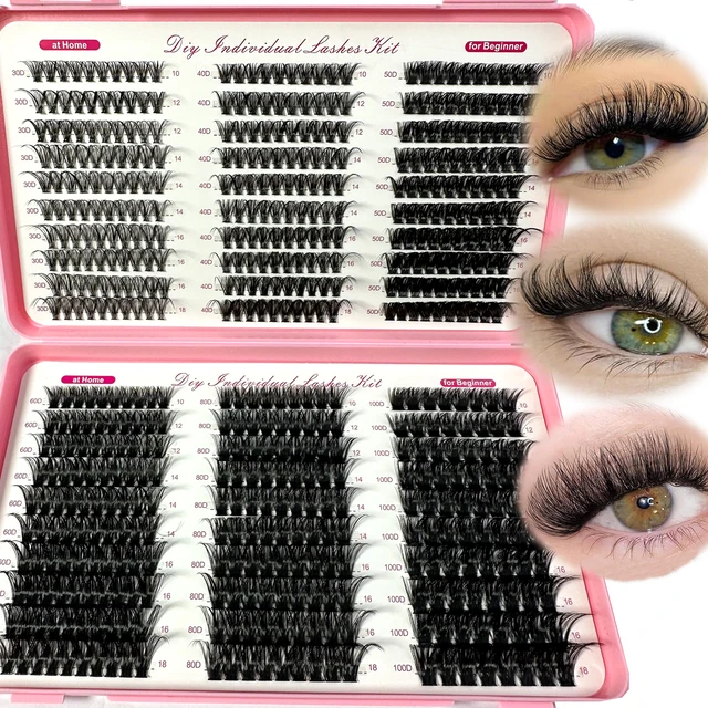570/640 szt. Individul Claster Eyeash Grube i puszyste przedłużanie 30D/100D Mix długości DIY Cluster Lashes
