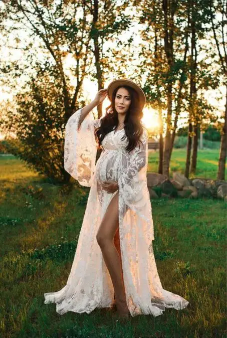 New Maternity Dresses Lace Photo Shoot Maternity Photo Fashion Props White Dresses For Pregnant Women Clothes Pregnancy Dress