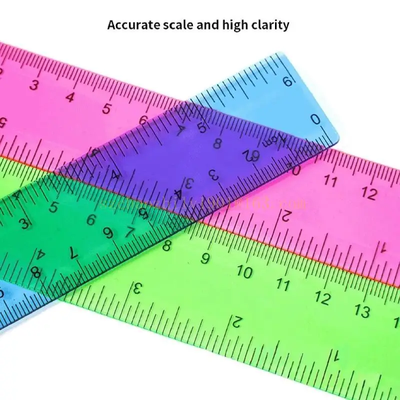 62ka 8 reglas plástico coloridas, reglas métricas granel con pulgadas y centímetros