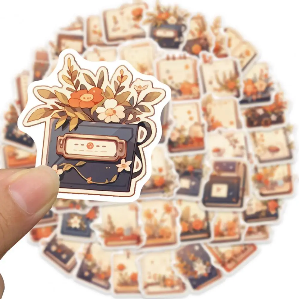 Cartoon Book Flower Adhesive Decal Cartoon Book Flower Theme Sticker Waterproof Cartoon Book Flower Sticker for Diy for Laptop