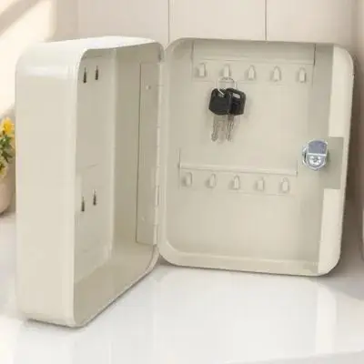 Cabilock 1 Set Wall Mount Key Cabinet Organizer Metal Storage Holder Multi-Slot Security Safe White Wrought Iron Entry Keys Box