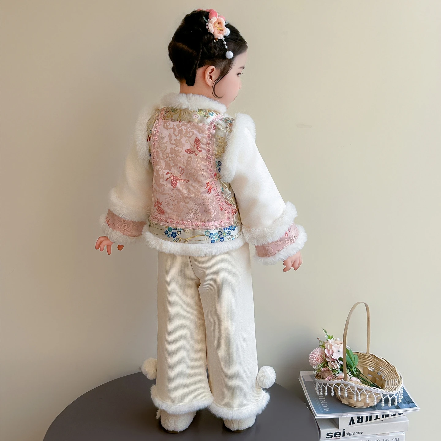 Kids Set Winter Ancient Chinese Traditional Princess Gege Clothes for Girls Cosplay Show Warm Spring Festival Baby Hanfu Suits