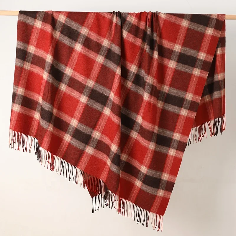 custom 195*140+10*2cm   bed sofa woven plaid  wool thicken throw  picnic  outdoors travel  home tartan textile fleece  blanket