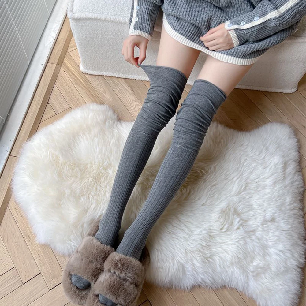 Winter Socks  Thigh High Stockings Thicken warm Women Socks Over The Knee Stockings Harajuku Solid Color Thermal Long Socks