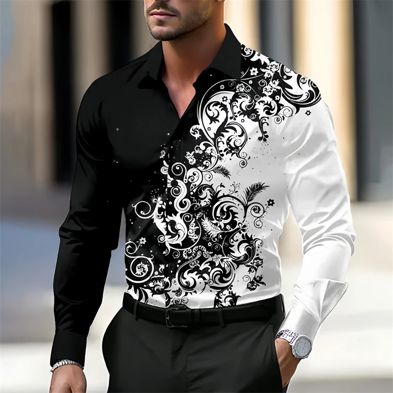 12 color men\'s shirt long-sleeved shirt 3D printing high-definition pattern shirt daily casual shopping clothing XS-6XL size