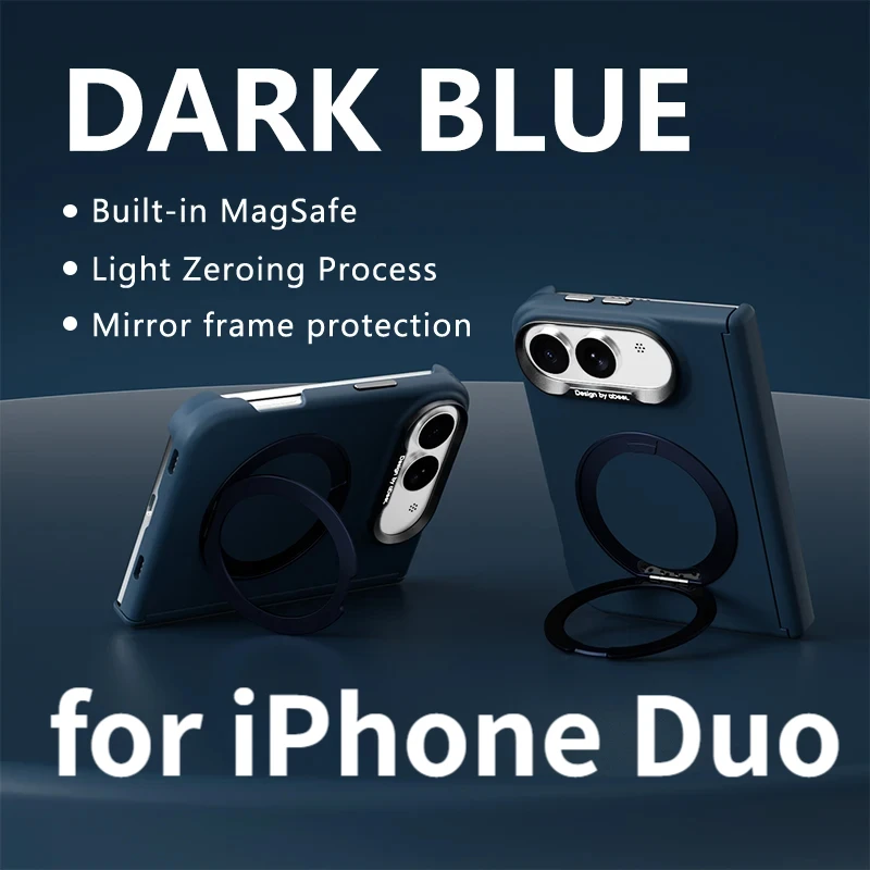 360 Rotating Magsafe Silicone Phone Case for iPhone Duo Fold Shockproof Hard Back Cover with Magnetic Bracket