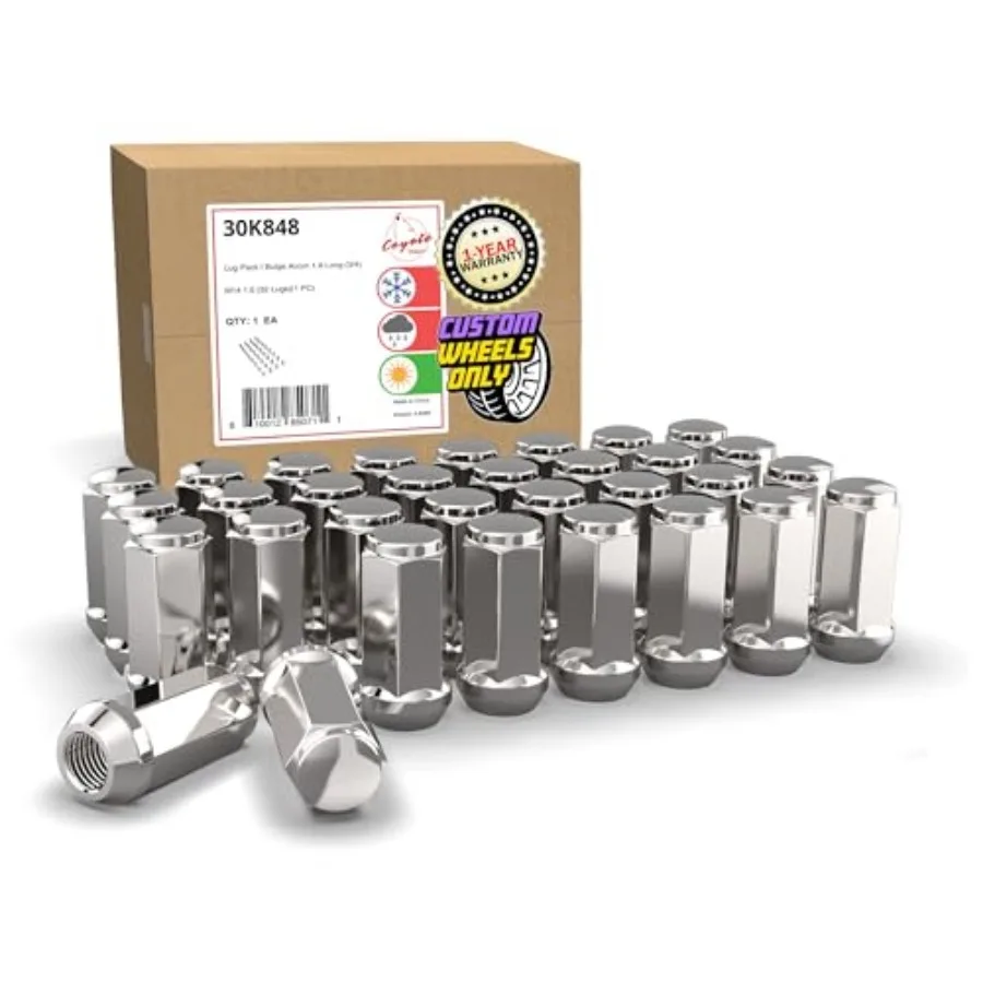 

32 шт. гаек M14x1.5 с резьбой 14x1.5, конусные, удлиненные 1.90 дюйма, с шестигранником 3/4 дюйма (19 мм), подходят для Silverado, Sierra 2500, 3500, Ford F-250, F-350