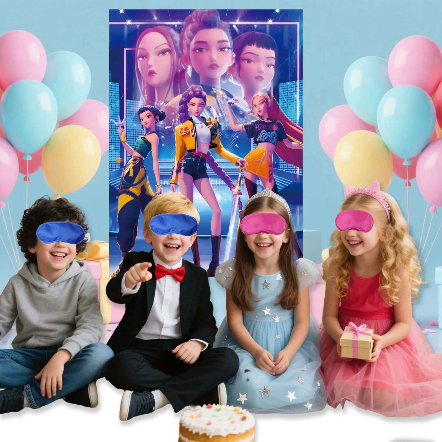 ملصق قناع عين لحفلات أعياد الميلاد من k Pop Demon Hunters، لعبة لمس الأنف معصوب العينين للأولاد أو الفتيات، مستلزمات استحمام الطفل #5