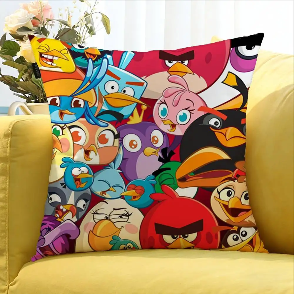 A-Angry birds World Various Sizes Square Pillow Case For Car Home Bedchamber Decor