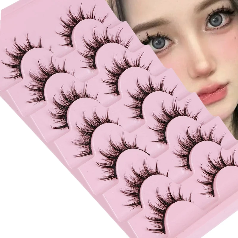 7 أزواج من الرموش الصناعية فائقة الرقة مع أطراف سوداء على الطراز الهزلي، مثالية للمكياج اليومي لتعزيز سطوع العين #2