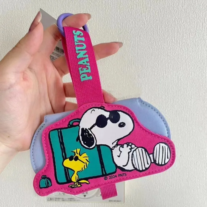 Snoopy Spectacle Case Sunglasses Bag Cartoon Hanging Leather Glasses Storage Pouch Glasses Cover Portable Travel Eyewear Holder