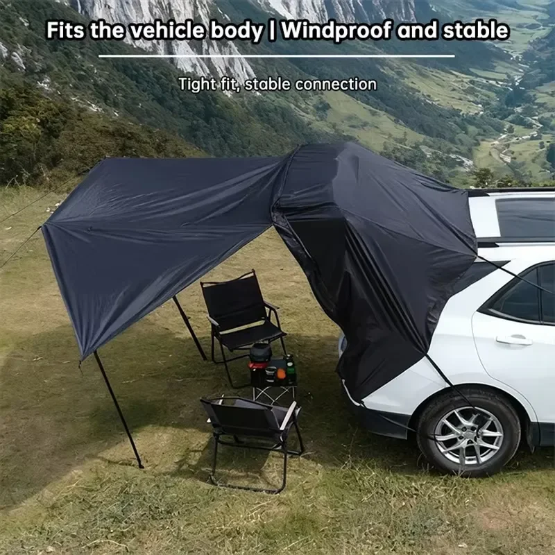 Waterproof Car Tail Tent for SUV Camping 3-4 Person Outdoor Sunshade Canopy Easy Setup Rear Docking Tent Self-driving Travel