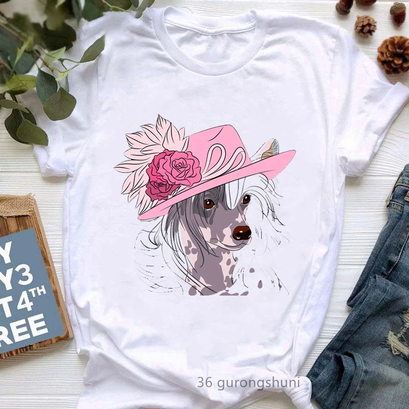 Fashon Dog Yorkie Animal Print Tshirts Girls Harajuku Kawaii Clothes Summer Short Sleeve T Shirt Female Funny White T Shirt