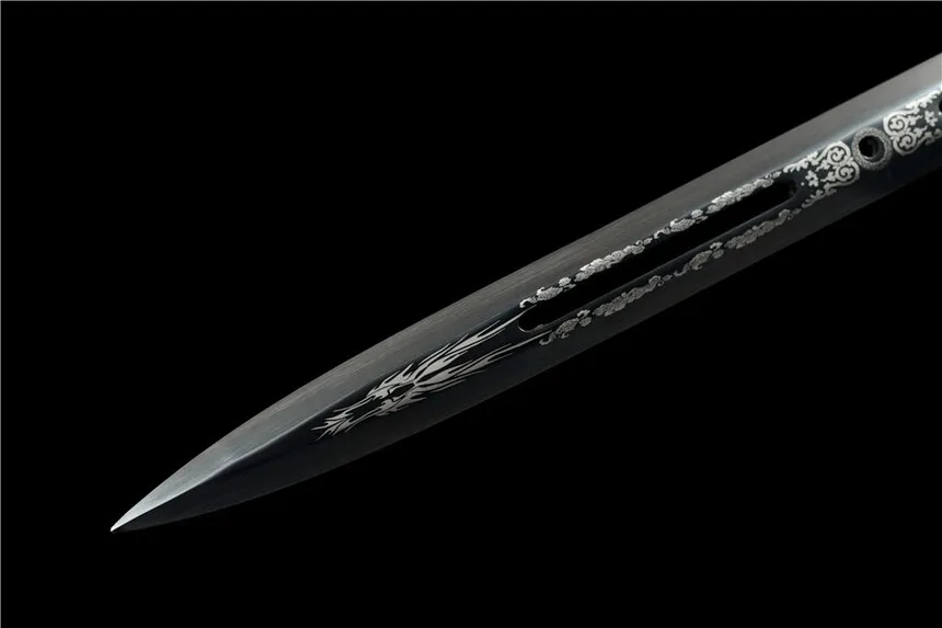 105cm Ice Soul Han Sword Medieval katana Battle Preparation full tang Silver Black Devil Edge Cutting Ninja Kung Fu Martial Arts