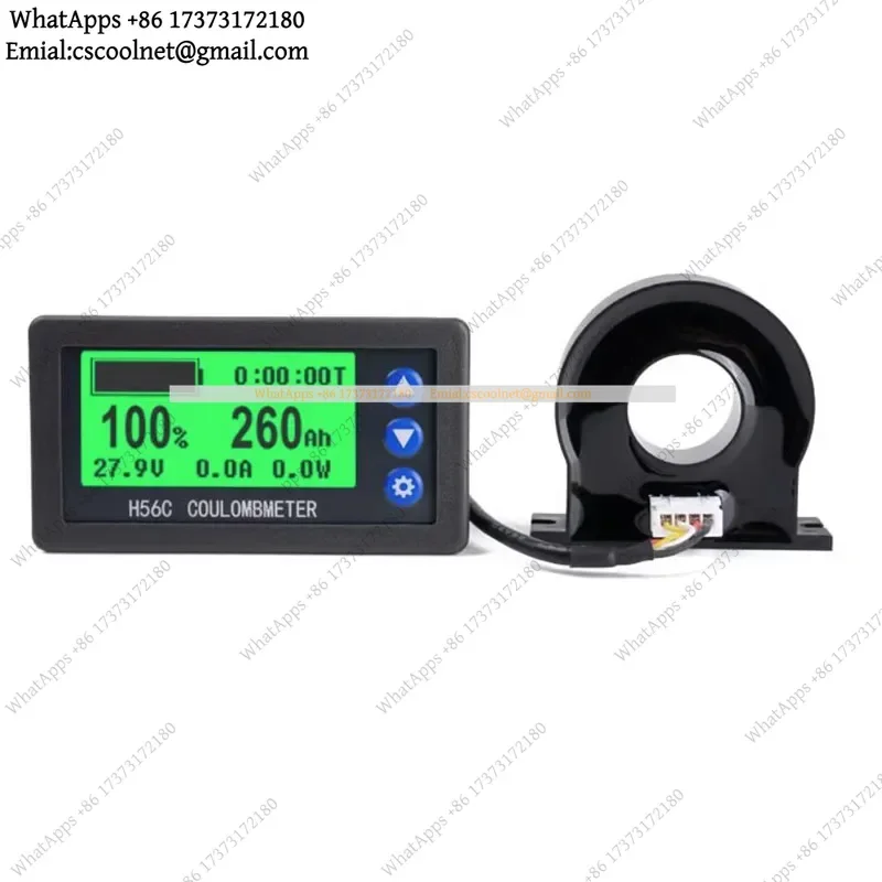 JS02 H56C DC 9-100V 200A Battery Monitor Hall Coulomb Meter Lithium Lead-Acid Capacity LCD Display
