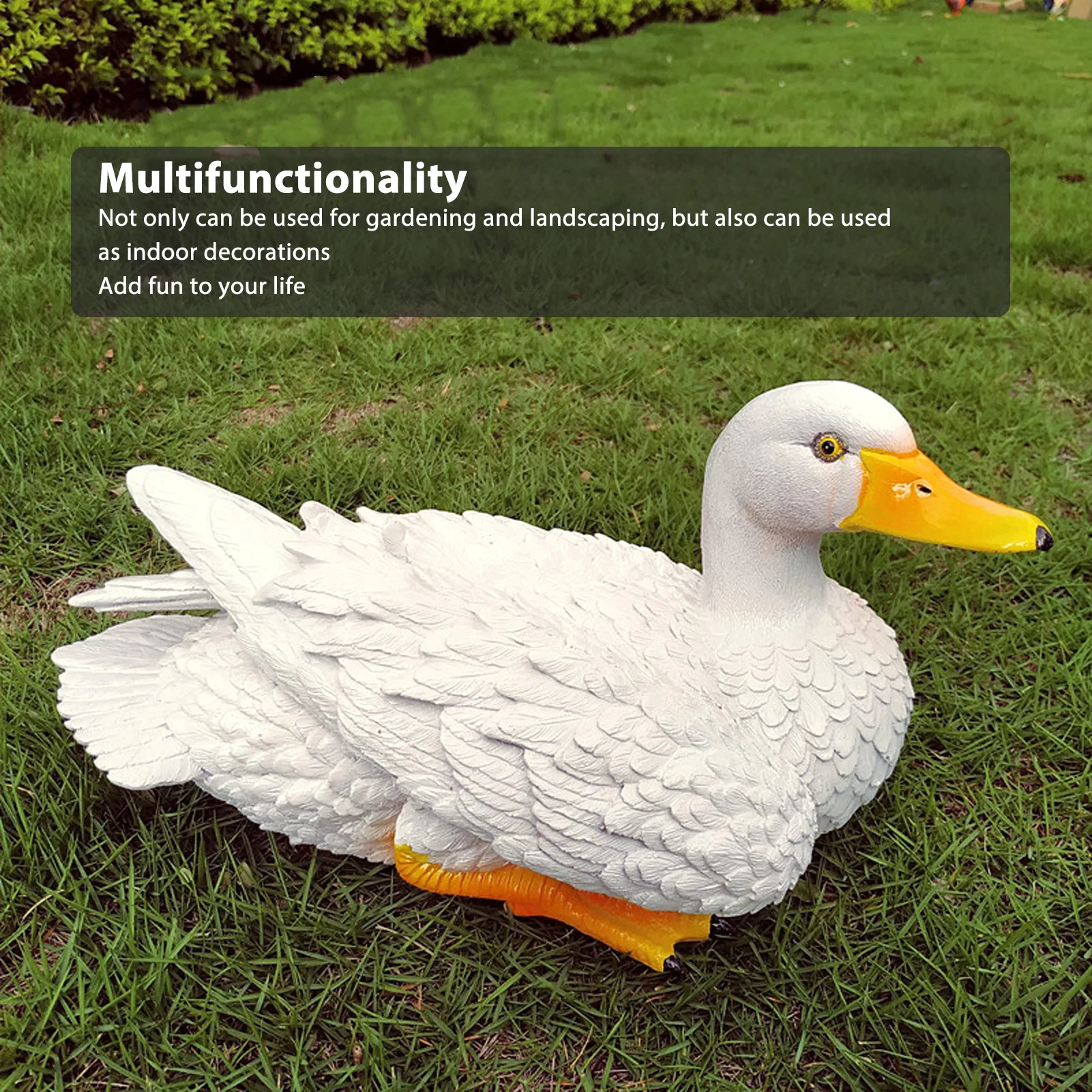 Resin Duck Ornament Innovative Fun Simulation Vivid Landscaping White Duck Statue For Garden Yard Outdoor Home