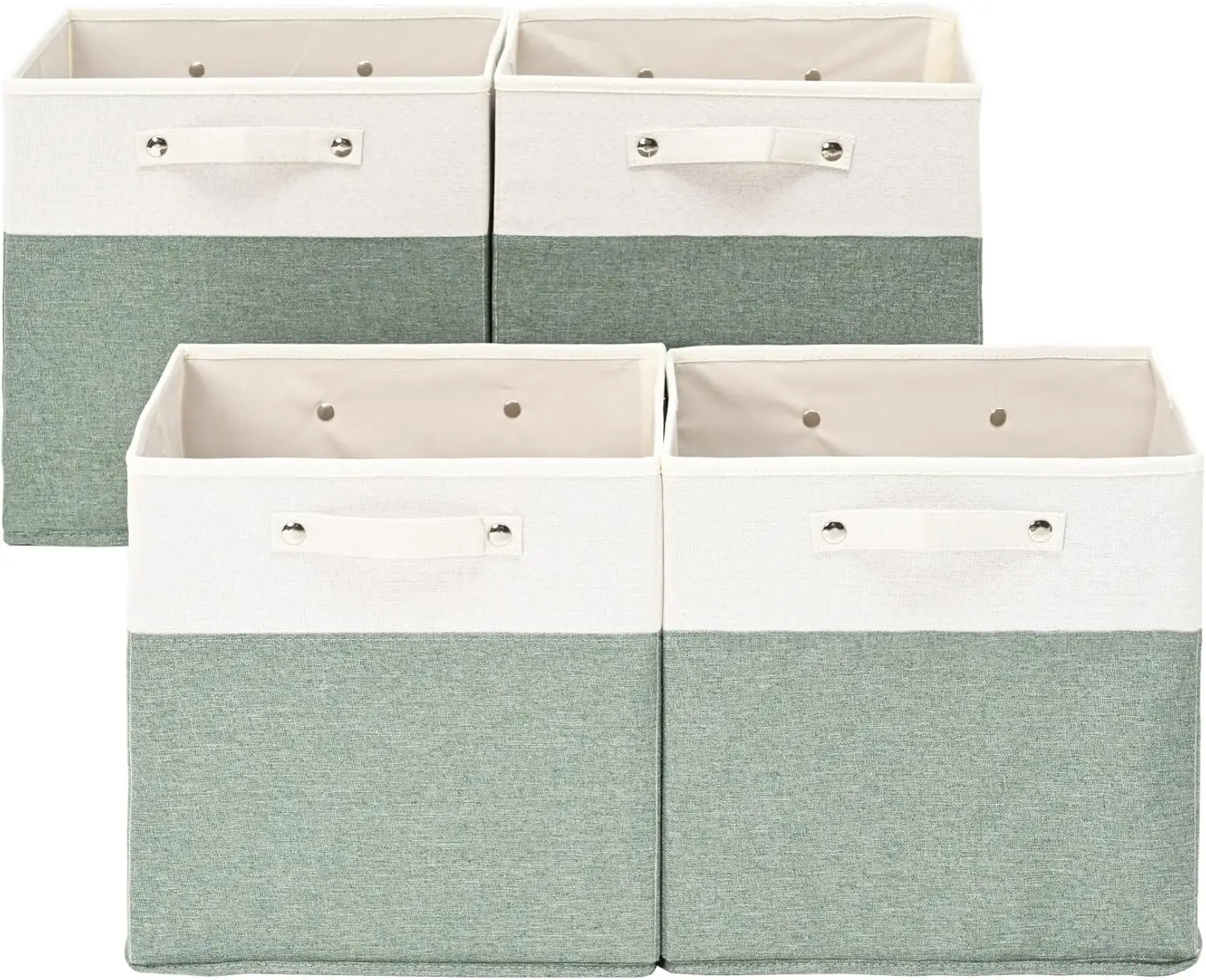

13 x 13 Inch Fine Linen Storage Bins with Handles，Fabric Cube Boxs，Basket Organizers for Shelves for