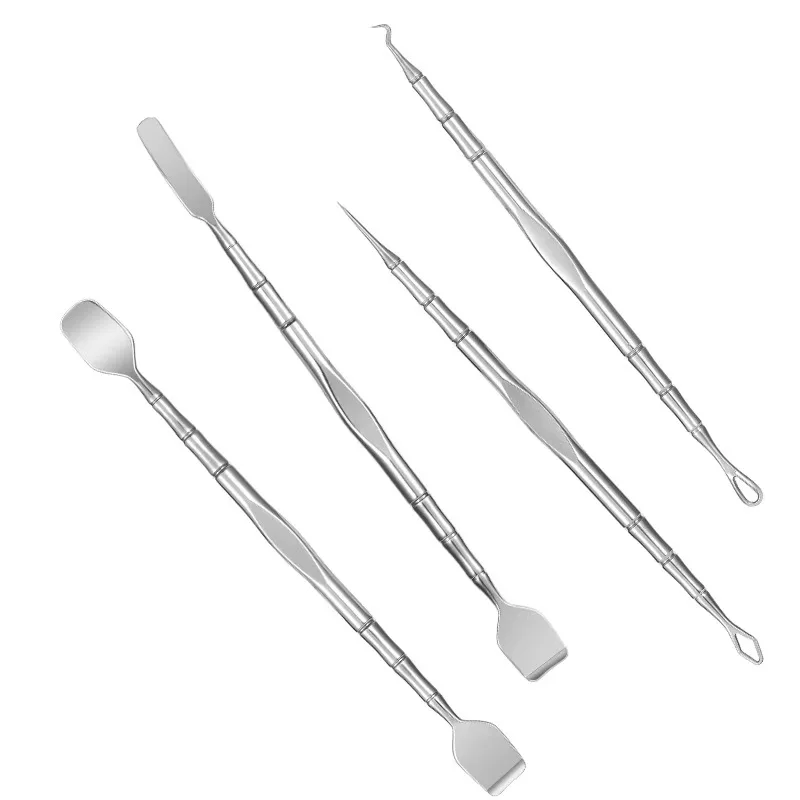 مجرفة رقيقة لإزالة الرؤوس السوداء برأس مزدوج لتنظيف مسام الوجه من الفولاذ المقاوم للصدأ لإزالة حب الشباب أداة حلاقة الرؤوس السوداء #5