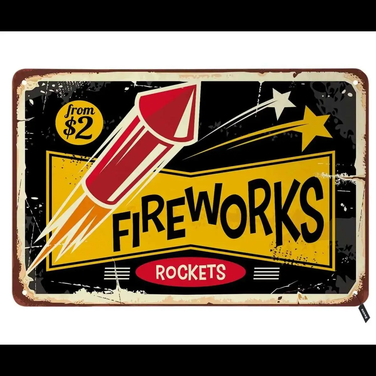 Vintage Fireworks Rockets Tin Sign  Metal Wall Decor for Bars Restaurants Cafes Pubs  x Inch  Perfect for Men and Women