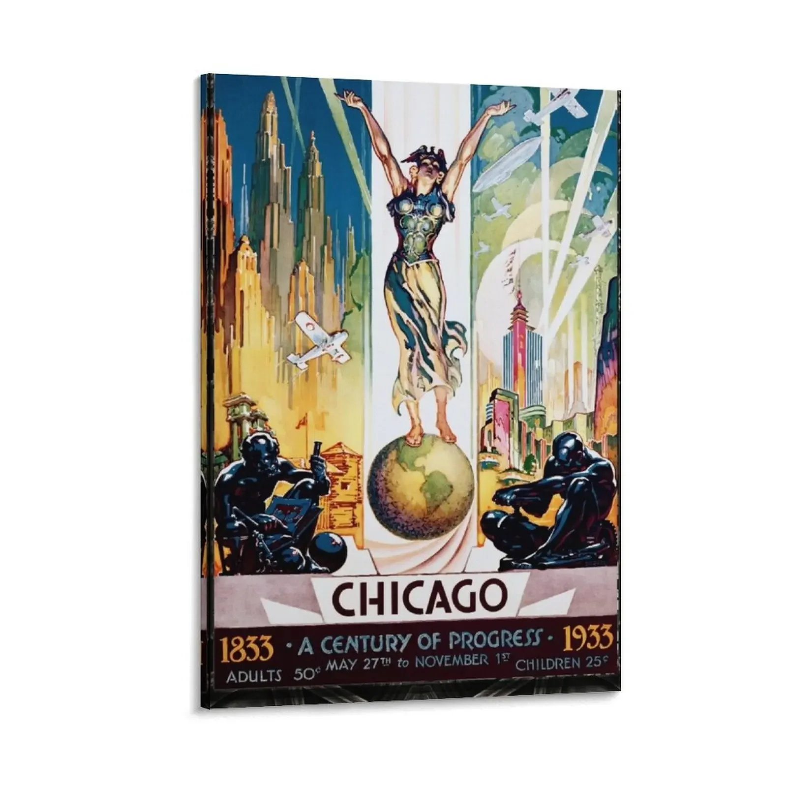 Chicago World's Fair - A Century of Progress Vintage Art Poster Canvas Painting anime poster Wall paintings