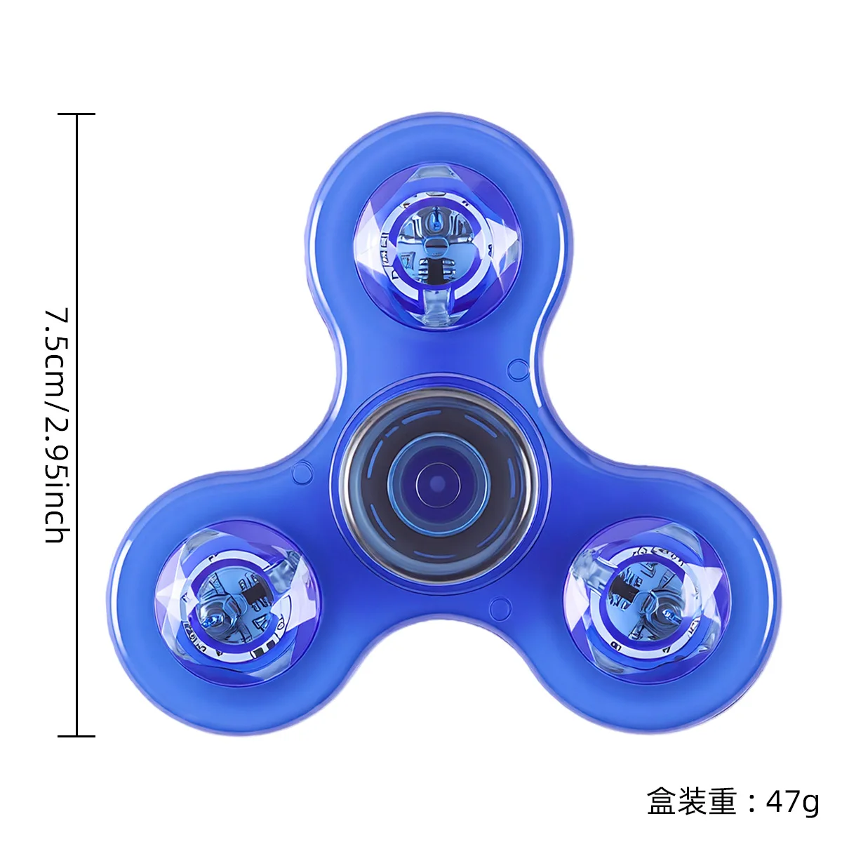 2pcs/set Crystal Luminous LED light Fidget Spinner Hand Top Spinners Glow in Dark EDC Stress Relief Toys Kinetic Gyroscope
