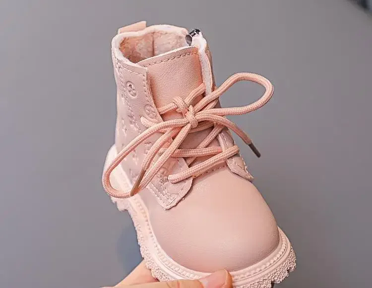 Botas infantis moda infantil outono e inverno meninos reino unido botas de pelúcia meninas botas de tornozelo