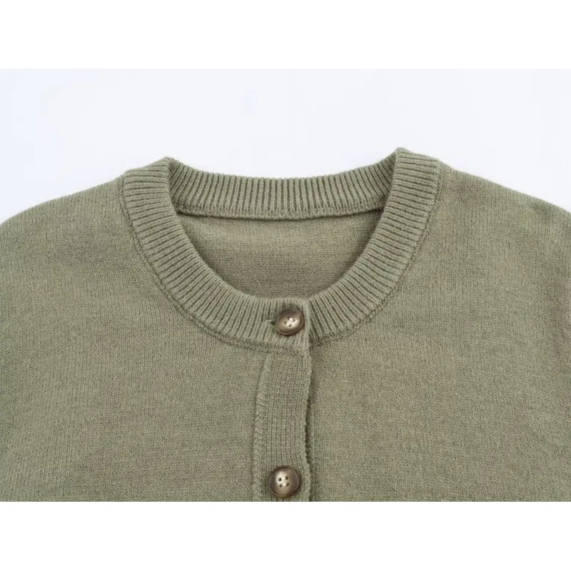 NERHEFZ 여성 단순한 버튼 달린 가디건 가을 신축성 니트 캐주얼 여성용 기본 탑 리브드 트림 긴 소매 여성 스웨터