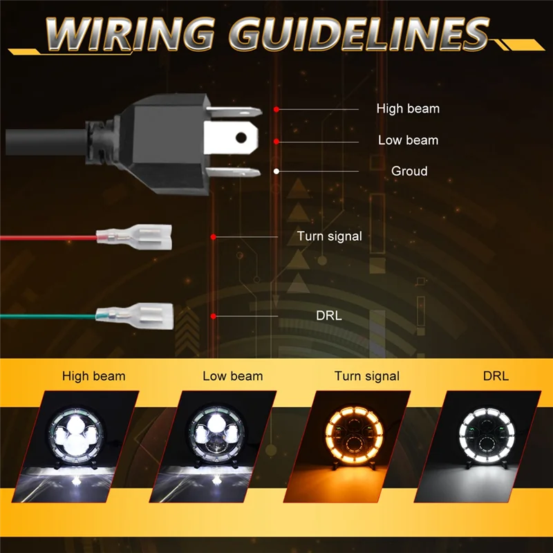 

Round 7 Inch LED Headlight, LED Headlamp Offroad Light With High Low DRL Turn Signal For Car Motorcycle