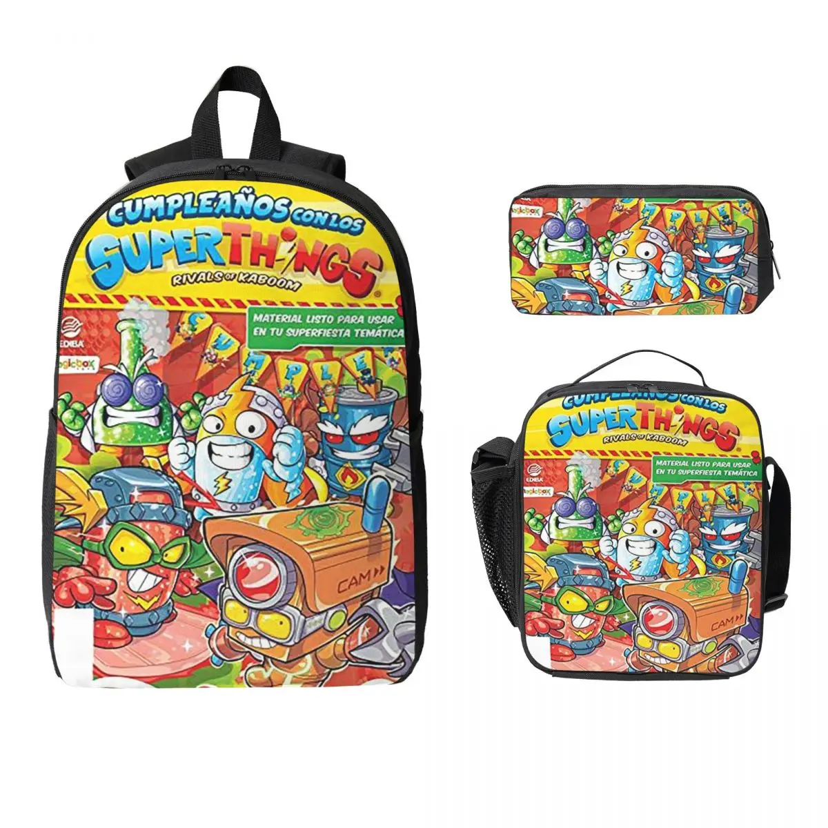 Super Zings Superthings Cartoon Backpack Boy Girls BookBag School Bag Computer Shoulder Bags 3ps Insulated Lunch Bag Pencil Case