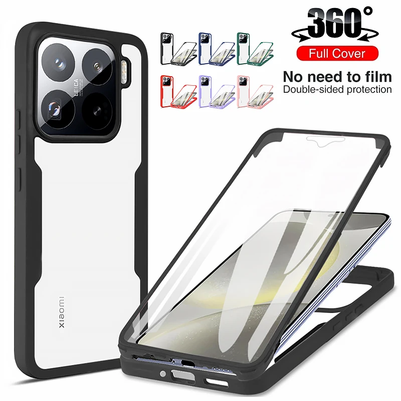 Full 360 Shockproof Clear Case For Xiaomi 15 Pro Mi 15 5G Screen Camera Protect PC+TPU Back Cover for Xiaomi15 Mi15 15Pro Funda